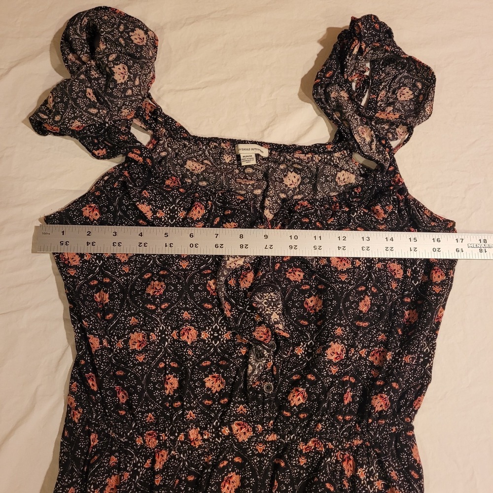 American Eagle Floral Print Sleeveless Mini Dress, Women's Size M, Black - Picture 7 of 9